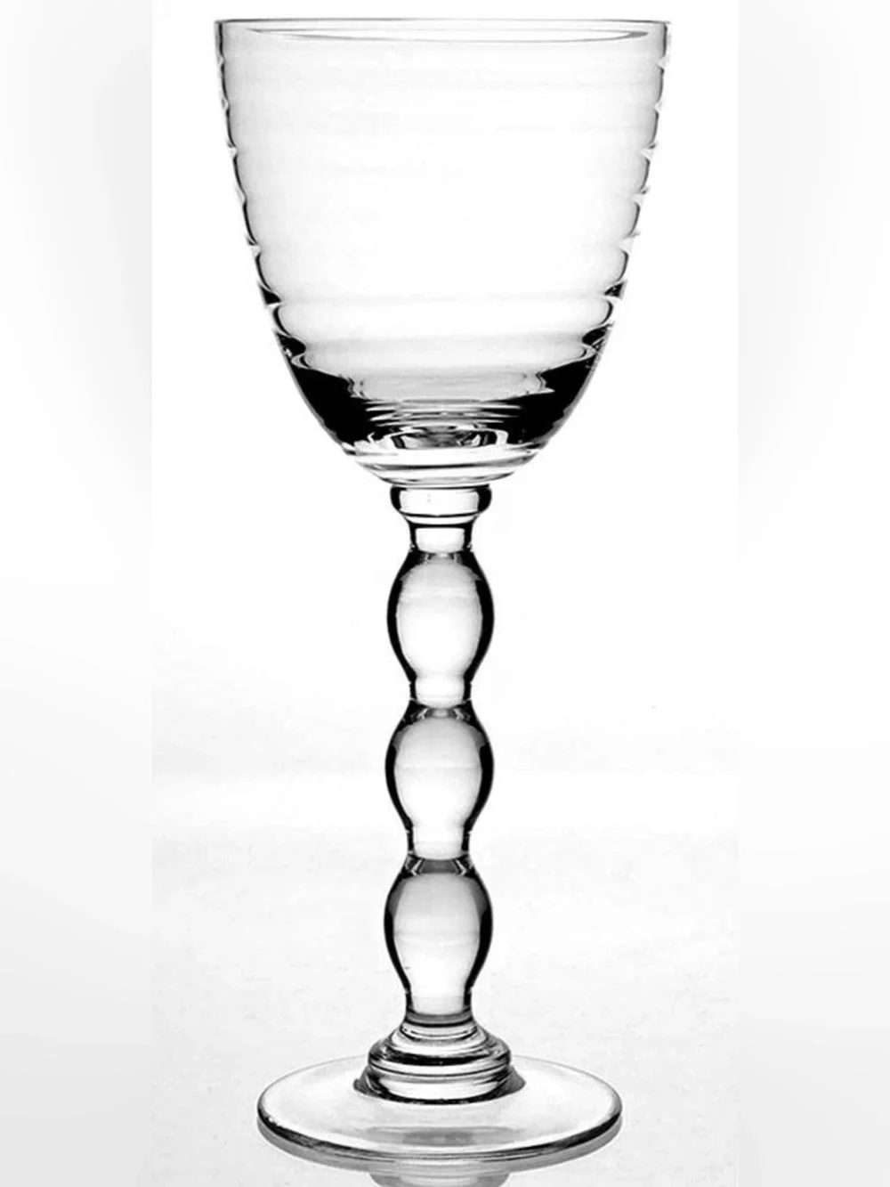(3) Pottery Barn Asli Red Wine Glasses Set Clear Optic Bead Stemware Lot RARE